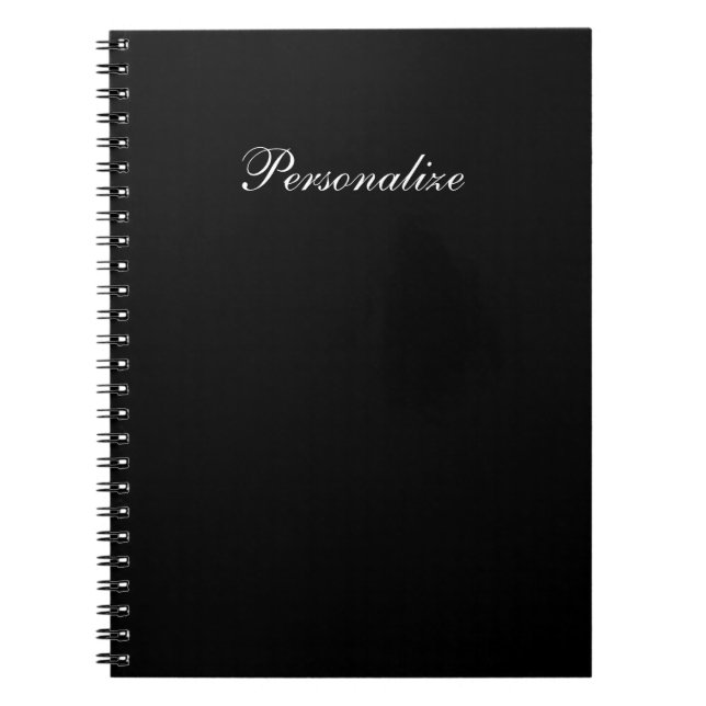 Simple Elegant Black Writing Journal Personalized  (Front)