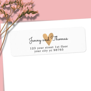 Simple Elegant Blanc Faux Gold Heart Mariage