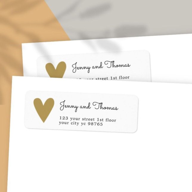 Simple Elegant Blanc Faux Gold Heart Mariage (Créateur téléchargé)