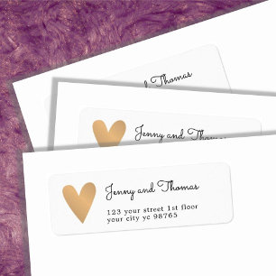 Simple Elegant Blanc Faux Gold Heart Mariage