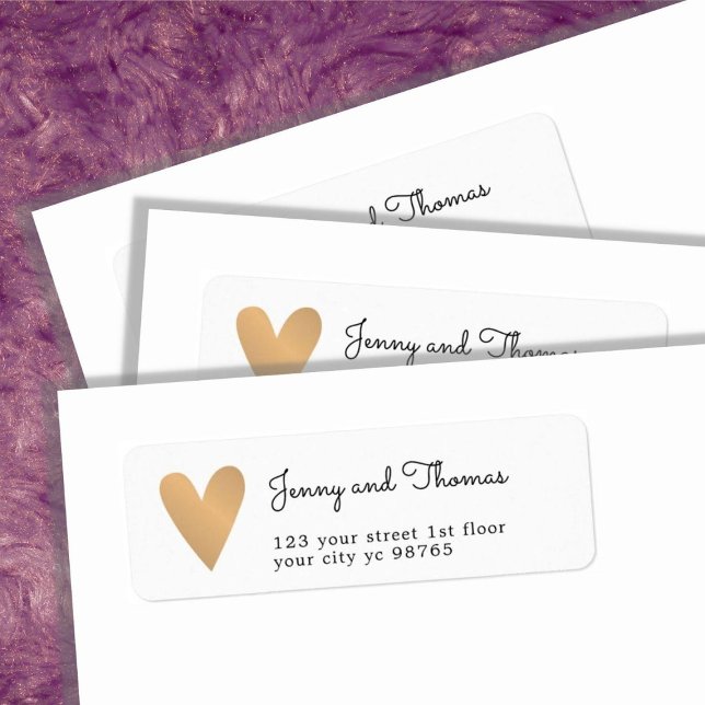 Simple Elegant Blanc Faux Gold Heart Mariage (Créateur téléchargé)
