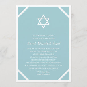 Simple Elegant Blue Bat Mitzvah Invitation