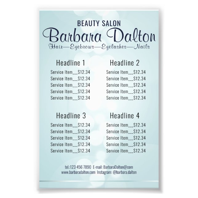 Simple Elegant Blue Bokeh  Photo Print (Front)