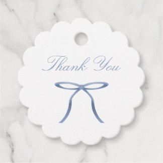 Simple Elegant Blue Bow Baby Shower Favour Tags