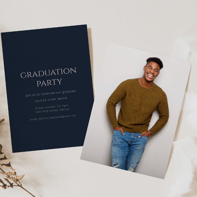 Simple Elegant Blue Graduation Invitation (Creator Uploaded)