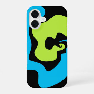 Simple elegant Blue green black Abstract shapes iPhone 16 Case