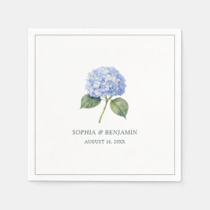 Simple Elegant Blue Hydrangea Custom Wedding Napkin