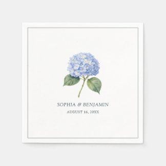 Simple Elegant Blue Hydrangea Custom Wedding Napkin