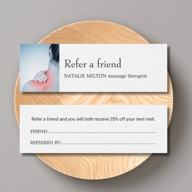Simple Elegant Blue Massage Therapis Referral Card (Creator Uploaded)