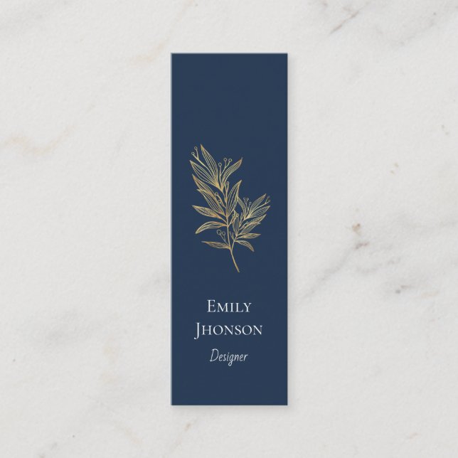 Simple Elegant Blue Mini Business Card (Front)