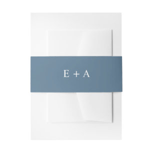 Simple Elegant Blue Monogram Invitation Belly Band