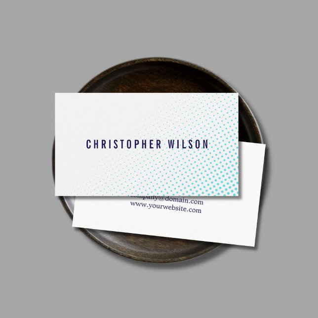 Simple Elegant Blue White Dots Consultant Business Card (Creator Uploaded)