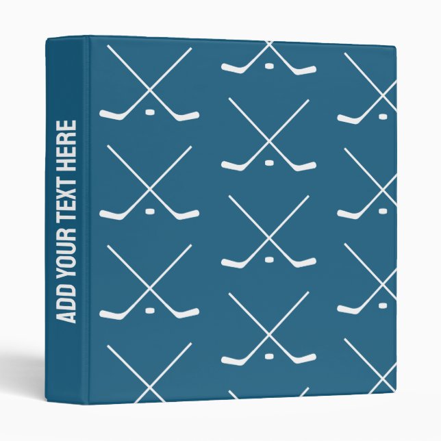 Simple Elegant blue white Hockey Sticks custom    Binder (Front/Spine)