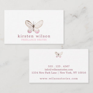 Simple & Elegant Blush Butterfly Business Card
