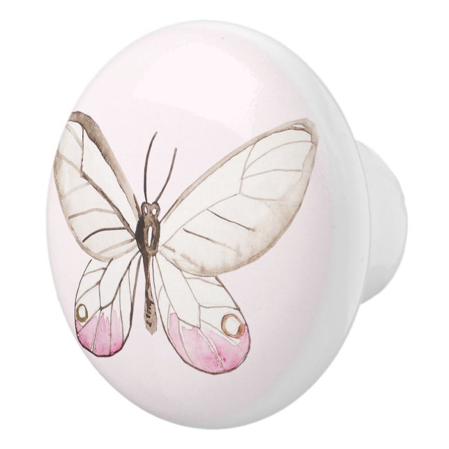Simple & Elegant Blush Butterfly Ceramic Knob (Right)