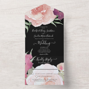 Simple Elegant Blush Fushia Pink All In One Invitation
