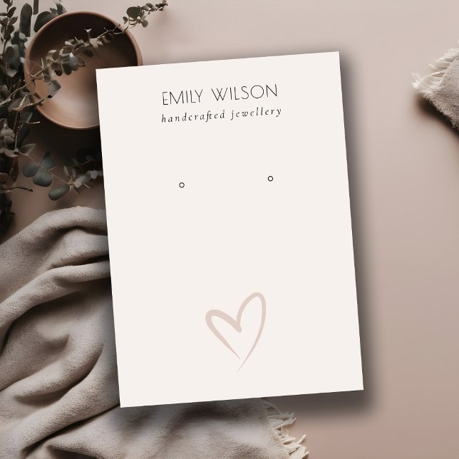 Simple Elegant Blush Heart Stud Earring Display Business Card (Creator Uploaded)