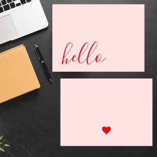 Simple Elegant Blush Pink and Red Heart Card