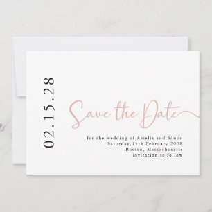 Simple Elegant Blush Pink Calligraphy Font Save The Date