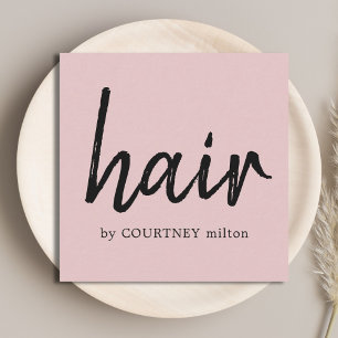 Simple Elegant Blush Pink Hair Square Business Card