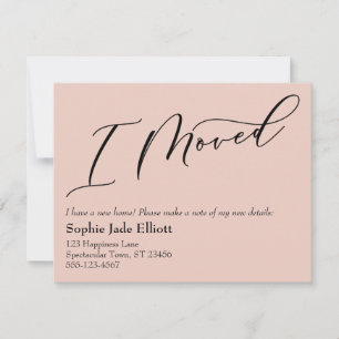 Simple Elegant Blush Pink I Moved New Address Card