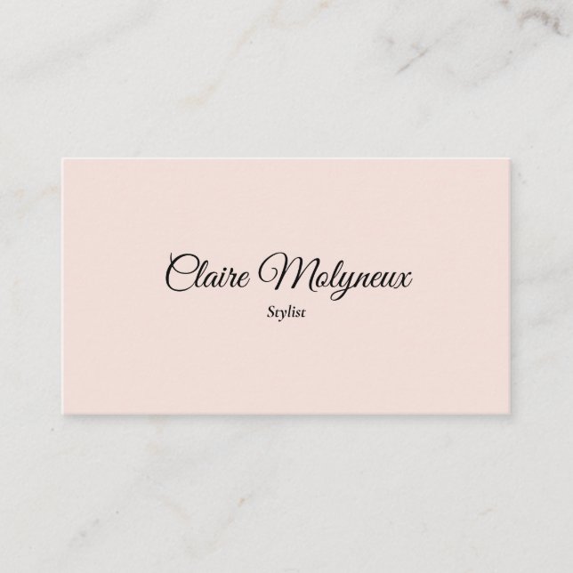 Simple Elegant Blush Pink Professional Script Business Card (Front)