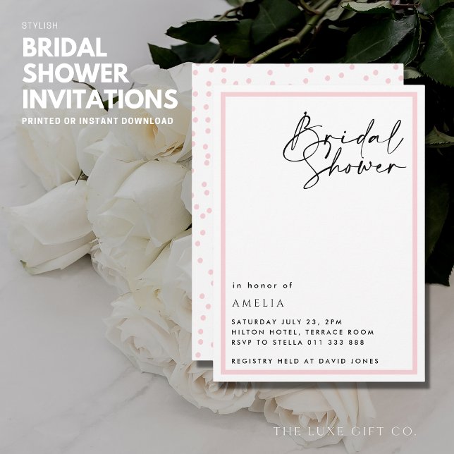 Simple Elegant Blush Pink Script Bridal Shower Invitation (Creator Uploaded)