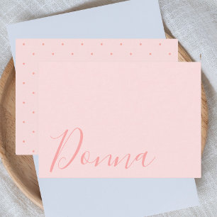 Simple Elegant Blush Pink Script Name Card