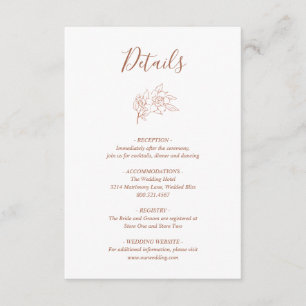 Simple Elegant Boho Floral Terracotta Wedding Enclosure Card