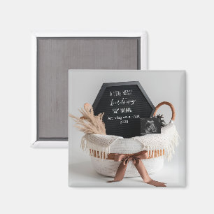 Simple elegant boho pregnancy announcement card magnet