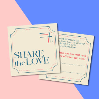 Simple Elegant Boho Retro Blue Referral Card