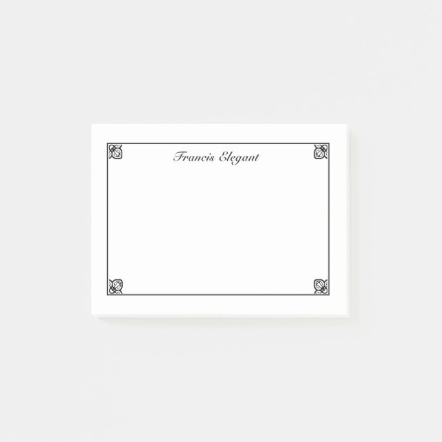 Simple Elegant Border Personalized Post it Notes (Front)