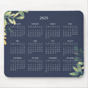 Simple Elegant Botanical 2025 Calendar   Mousepad