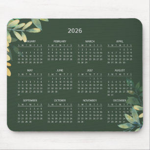 Simple Elegant Botanical 2026 Calendar   Mousepad