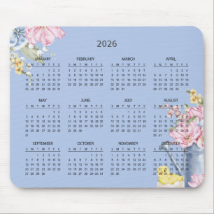 Simple Elegant Botanical 2026 Calendar   Mousepad