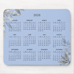 Simple Elegant Botanical 2026 Calendar   Mousepad