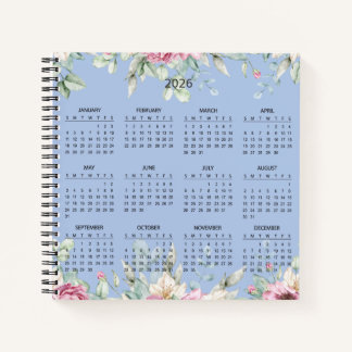 Simple Elegant Botanical 2026 Calendar |  Notebook
