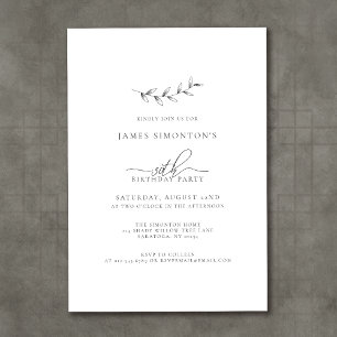 Simple Elegant Botanical 30th Birthday Invitation