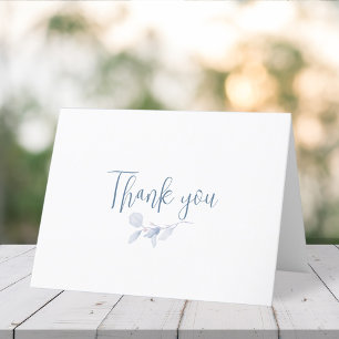 Simple Elegant Botanical Blue Floral Greenery Thank You Card