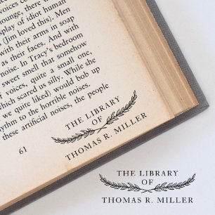 Simple Elegant Botanical Custom Library Book Self-inking Stamp