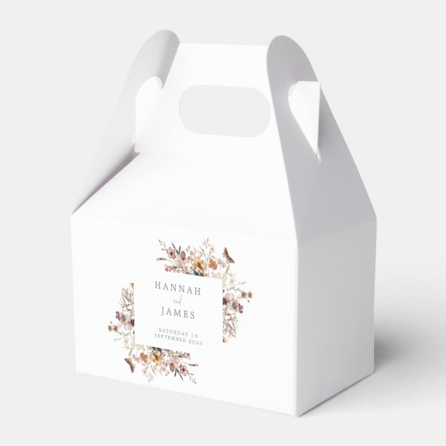 Simple Elegant Botanical Floral Wedding Favor Box (Front Side)