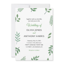 Simple Elegant Botanical Greenery Leaves Wedding 