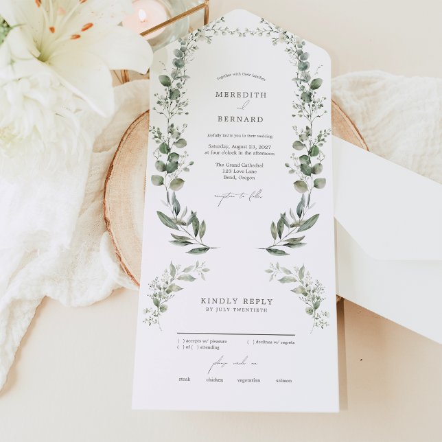 Simple Elegant Botanical Wedding All In One Invitation (Creator Uploaded)