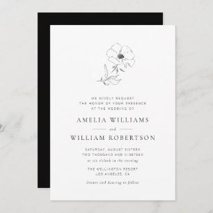 simple elegant botanical wedding invitation