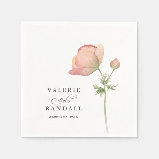 Simple Elegant Botanical Wedding Napkin (Front)