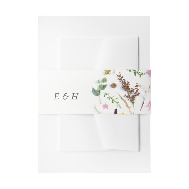 Simple Elegant Botanical Wild Flower Wedding Invitation Belly Band (Front Example)