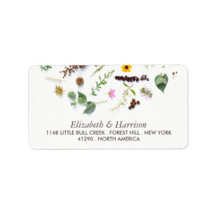 Simple Elegant Botanical Wild Flower Wedding Label