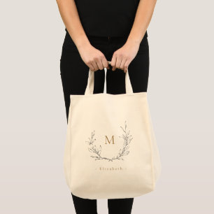 Simple elegant botanical wreath Bridesmaid Tote Bag