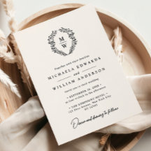 Simple Elegant Botanical Wreath Text Only Wedding