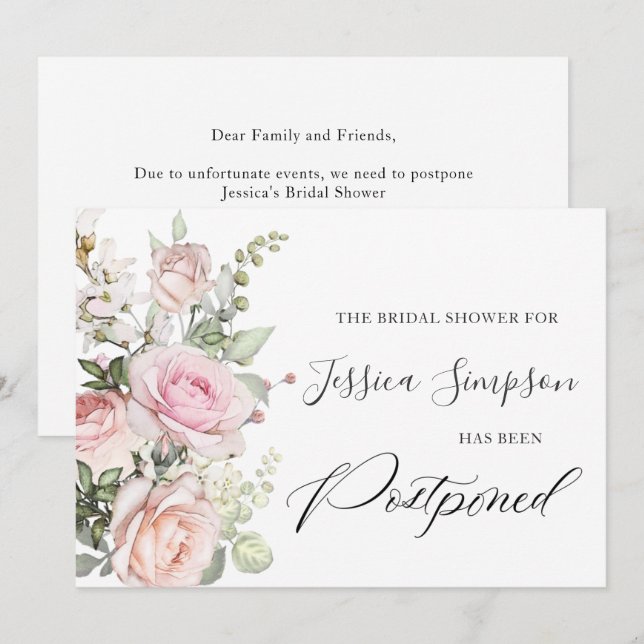 Simple Elegant Bridal Shower Change the Date Invitation (Front/Back)
